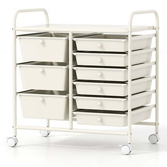 Costway 9 Drawer Rolling Organizer Cart Utility Storage Tools Scrapbook Paper Multi-Use