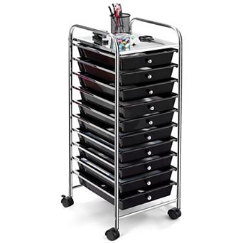 Costway 10 Drawer Rolling Storage Cart Scrapbook Paper Office School Organizer