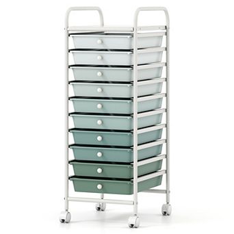 Costway 10 Drawer Rolling Storage Cart Scrapbook Paper Office School Organizer