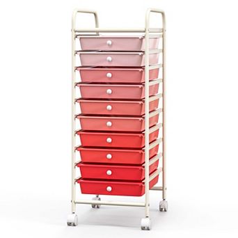 Costway 10 Drawer Rolling Storage Cart Scrapbook Paper Office School Organizer