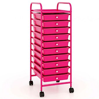 Costway 10 Drawer Rolling Storage Cart Scrapbook Paper Office School Organizer