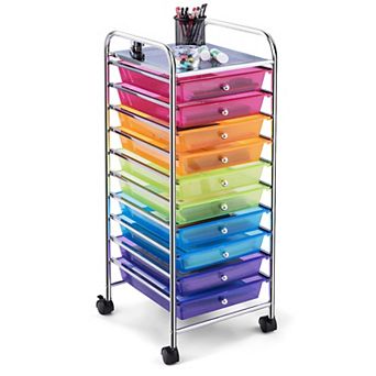 Costway 10 Drawer Rolling Storage Cart Scrapbook Paper Office School Organizer