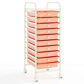 Costway 10 Drawer Rolling Storage Cart Scrapbook Paper Office School Organizer