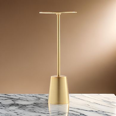 Ryan 8 Inch Side End Drink Table, Round, Tapered, Dome Base, Gold Metal