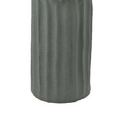 Decorative Accent Vase, Sleek Cactus Design, 24 Inch Green Ceramic