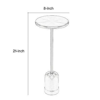 Mars 8 Inch Side End Drink Table, Round, Dome Tapered Base, Silver