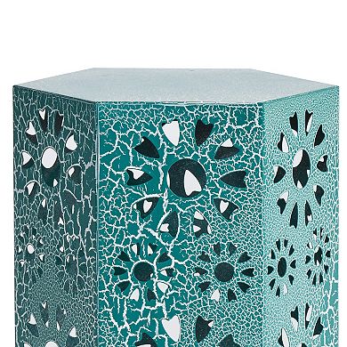 Liana Outdoor Side Table, Hexagonal, Sunburst Cut Out