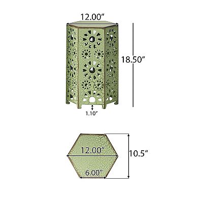 Liana Outdoor Side Table, Hexagonal, Sunburst Cut Out