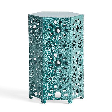 Liana Outdoor Side Table, Hexagonal, Sunburst Cut Out