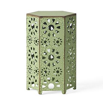 Liana Outdoor Side Table, Hexagonal, Sunburst Cut Out