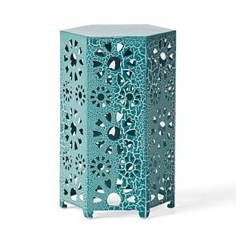 Liana Outdoor Side Table, Hexagonal, Sunburst Cut Out