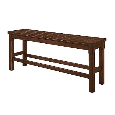 Lsy Counter Height Dining Bench, 64 Inch Dark Brown Wood Frame