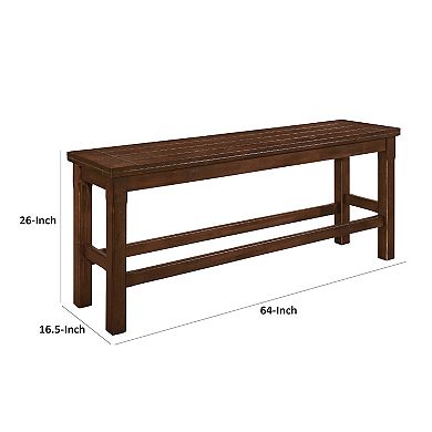 Lsy Counter Height Dining Bench, 64 Inch Dark Brown Wood Frame