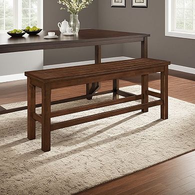 Lsy Counter Height Dining Bench, 64 Inch Dark Brown Wood Frame