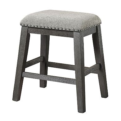 Tuna Counter Height Stool Set of 2, Chenille Seat, Nailhead, Gray Wood