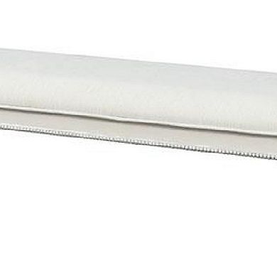 Miamy Bench, Cream White Wood Frame, Textured Fabric, 55 Inch