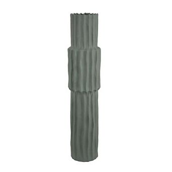 Decorative Accent Vase, Sleek Cactus Design, 30 Inch Green Ceramic