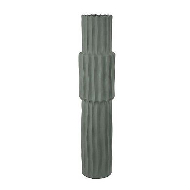 Decorative Accent Vase, Sleek Cactus Design, 30 Inch Green Ceramic