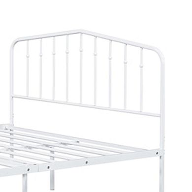 Nix Full Size Bed, Classic Spindle Headboard and Footboard, White Metal