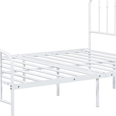 Nix Full Size Bed, Classic Spindle Headboard and Footboard, White Metal