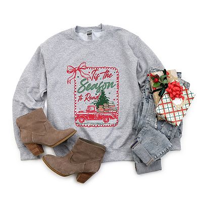 Tis The Season To Read Red Truck - Women's Graphic Sweatshirt