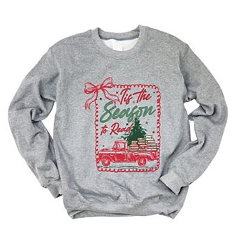Tis The Season To Read Red Truck - Women's Graphic Sweatshirt