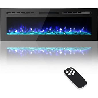 IDEALHOUSE 60 inch Electric Fireplace 12-Color Flame, Remote, 750W/1500W Heater