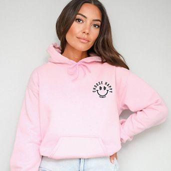 S.W.Smiley Embroidered Choose Happy Lightning Face - Women's Graphic Hoodie