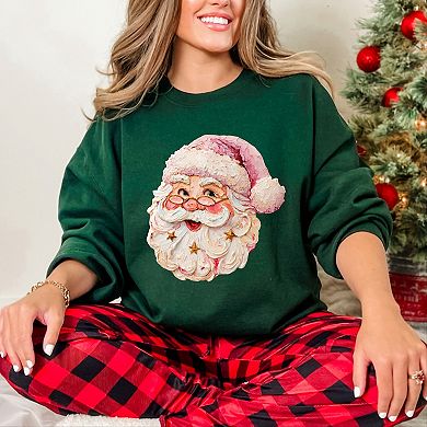 Santa Face Textured Paint - Women's Graphic Sweatshirt