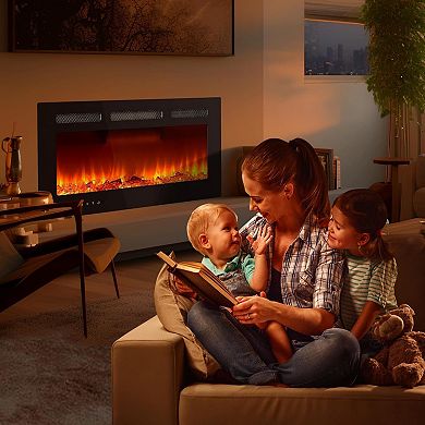 IDEALHOUSE 30 inch Electric Fireplace 12-Color 3D Flame, Remote, 750W/1500W