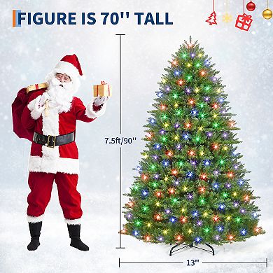 IDEALHOUSE Christmas Tree 7.5ft Pre-Lit Artificial with 600 LED Lights, Collapsible Stand
