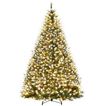 IDEALHOUSE Christmas Tree 6ft Pre-Lit Flocked Artificial with 150 Warm White LEDs