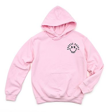 S.W.Smiley Embroidered Choose Happy Lightning Face - Women's Graphic Hoodie