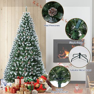 IDEALHOUSE Christmas Tree 9ft Pre-Lit White Artificial with 1042 Branches