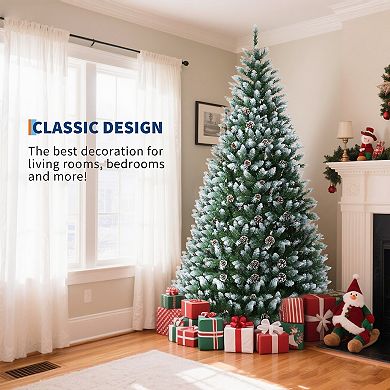 IDEALHOUSE Christmas Tree 9ft Pre-Lit White Artificial with 1042 Branches