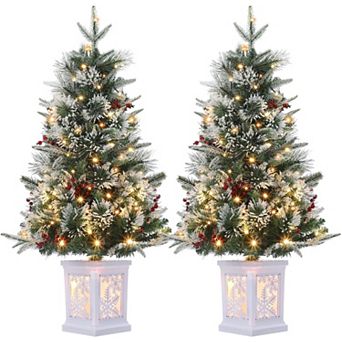 IDEALHOUSE Christmas Tree 3ft Pre-Lit Flocked Artificial, 78 LEDs 8 Modes, Snowflake Base