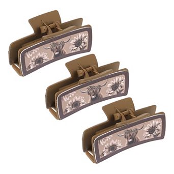 3 pc Hair Claw Clips, Highland Cattle Hair Claw Clips for Women, Hair Claw Clips for Thick Hair