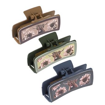 3 pc Hair Claw Clips, Highland Cattle Hair Claw Clips for Women, Hair Claw Clips for Thick Hair