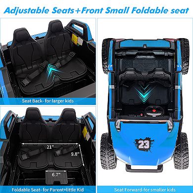 24V 2-Seater Kids Ride On UTV w/Remote, 4WD Electric Car with 21" Adjustable Seats & Foldable Seat