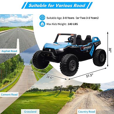 24V 2-Seater Kids Ride On UTV w/Remote, 4WD Electric Car with 21" Adjustable Seats & Foldable Seat