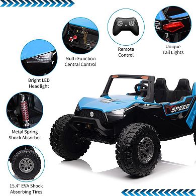 24V 2-Seater Kids Ride On UTV w/Remote, 4WD Electric Car with 21" Adjustable Seats & Foldable Seat