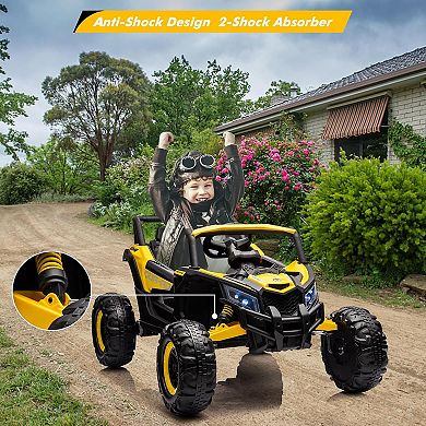 24V 2-Seater Kids Ride On UTV Car, Electric Vehicle w/Remote, LED Lights, Music, Suspension