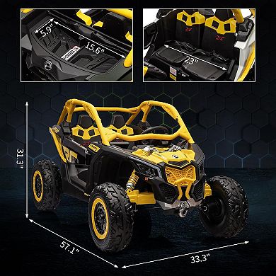 Licensed Can-Am 2-Seater Kids Ride On UTV, 24V Electric Car w/Remote, Suspension, LED Lights