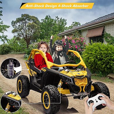 Licensed Can-Am 2-Seater Kids Ride On UTV, 24V Electric Car w/Remote, Suspension, LED Lights