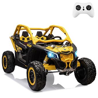 Licensed Can-Am 2-Seater Kids Ride On UTV, 24V Electric Car w/Remote, Suspension, LED Lights