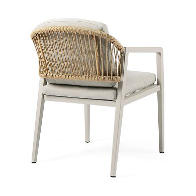 Oaklen All Weather Outdoor Patio Dining Chairs with Cushions by Christopher Knight Home