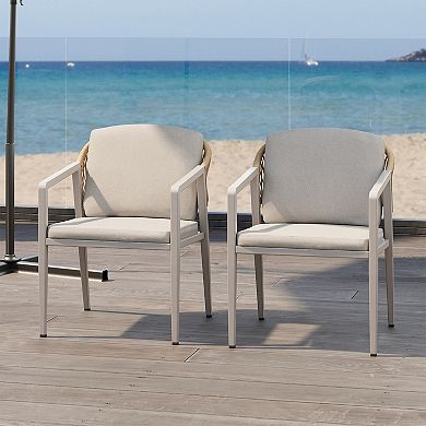 Oaklen All Weather Outdoor Patio Dining Chairs with Cushions by Christopher Knight Home