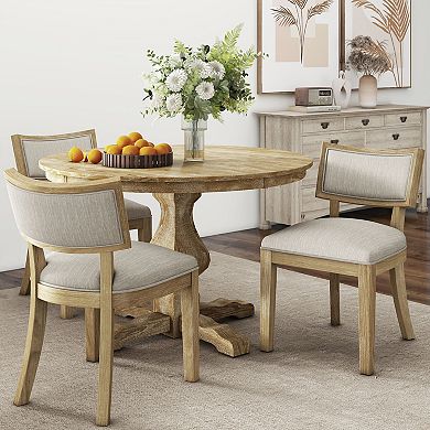 Fescue Fabric and Rubberwood Upholstered Dining Chairs (Set of 2) by Christopher Knight Home