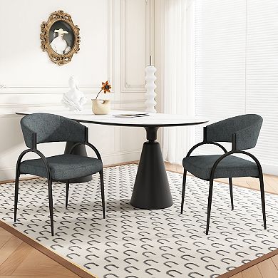 Naci Modern Fabric Dining Chairs With Metal Legs by Christopher Knight Home