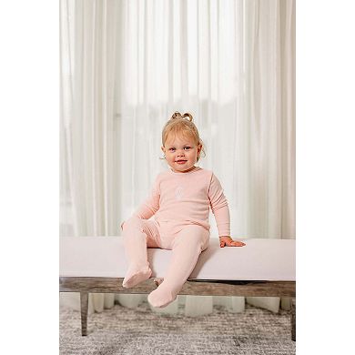 Velour Embroidered Footie - Baby Girls